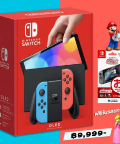 Nintendo Switch OLED Model Neon เครื่องนินเทนโดสวิตช์ รุ่น OLED สีนีออน ฟรีกันรอยกระจก